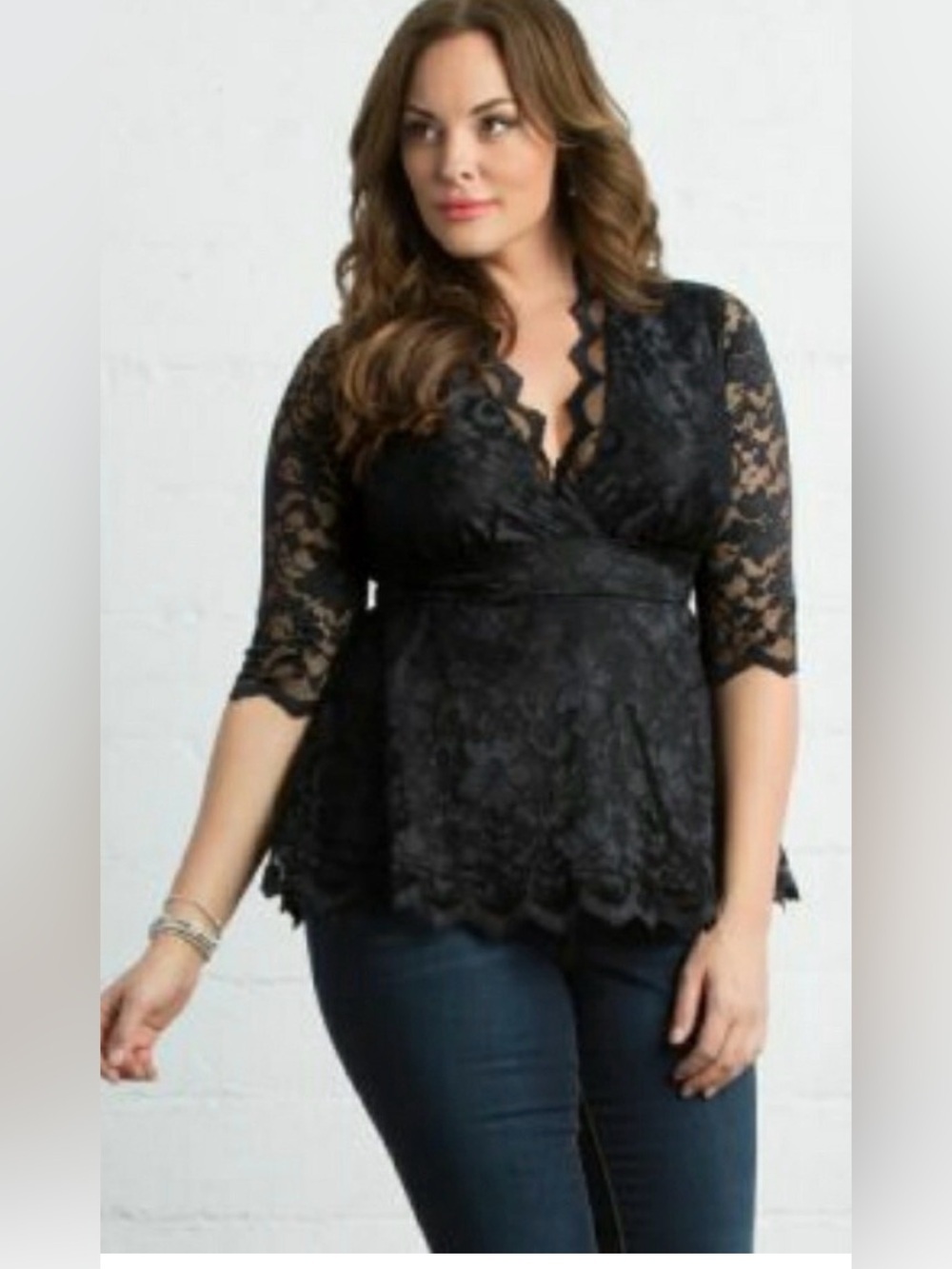 Kiyonna Black Linden Lace Top